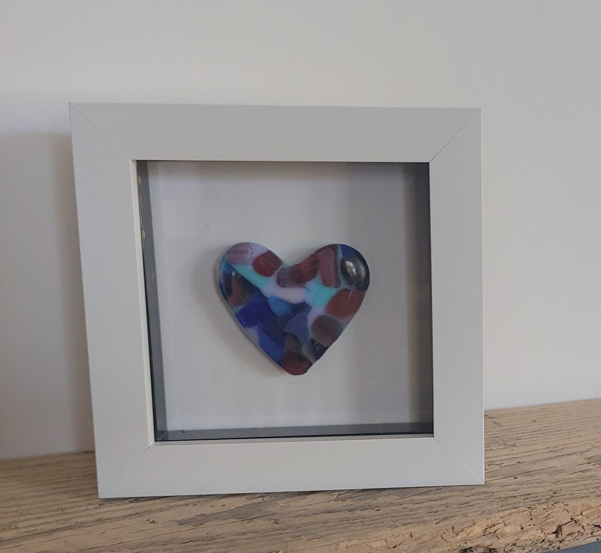 Mini Framed Heart - Multi Blues