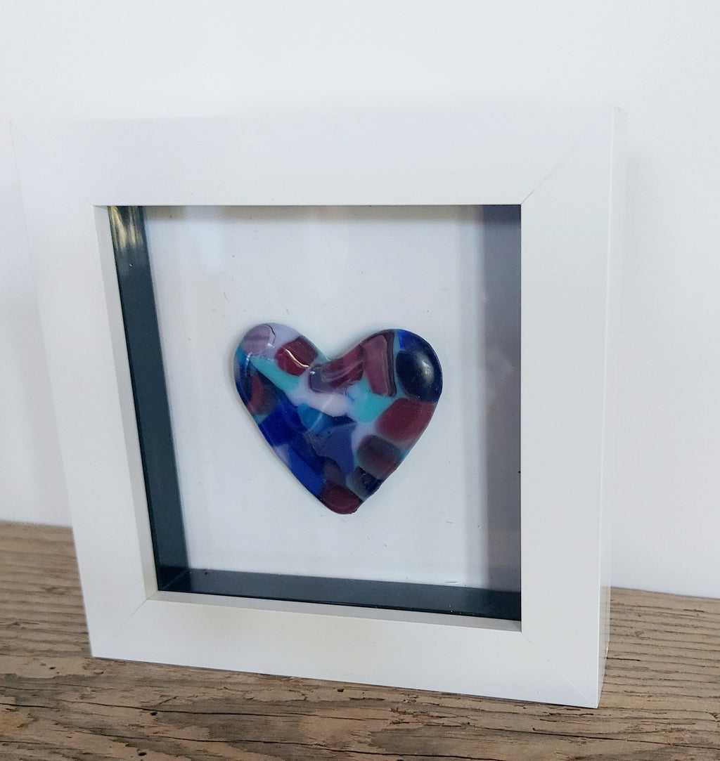 Mini Framed Heart - Multi Blues