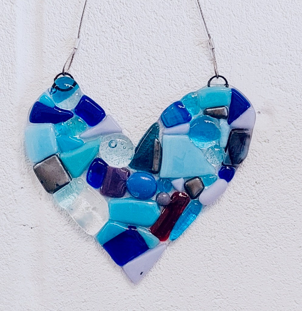 Suncatcher/ Decorative Hanging - Fused Glass Heart