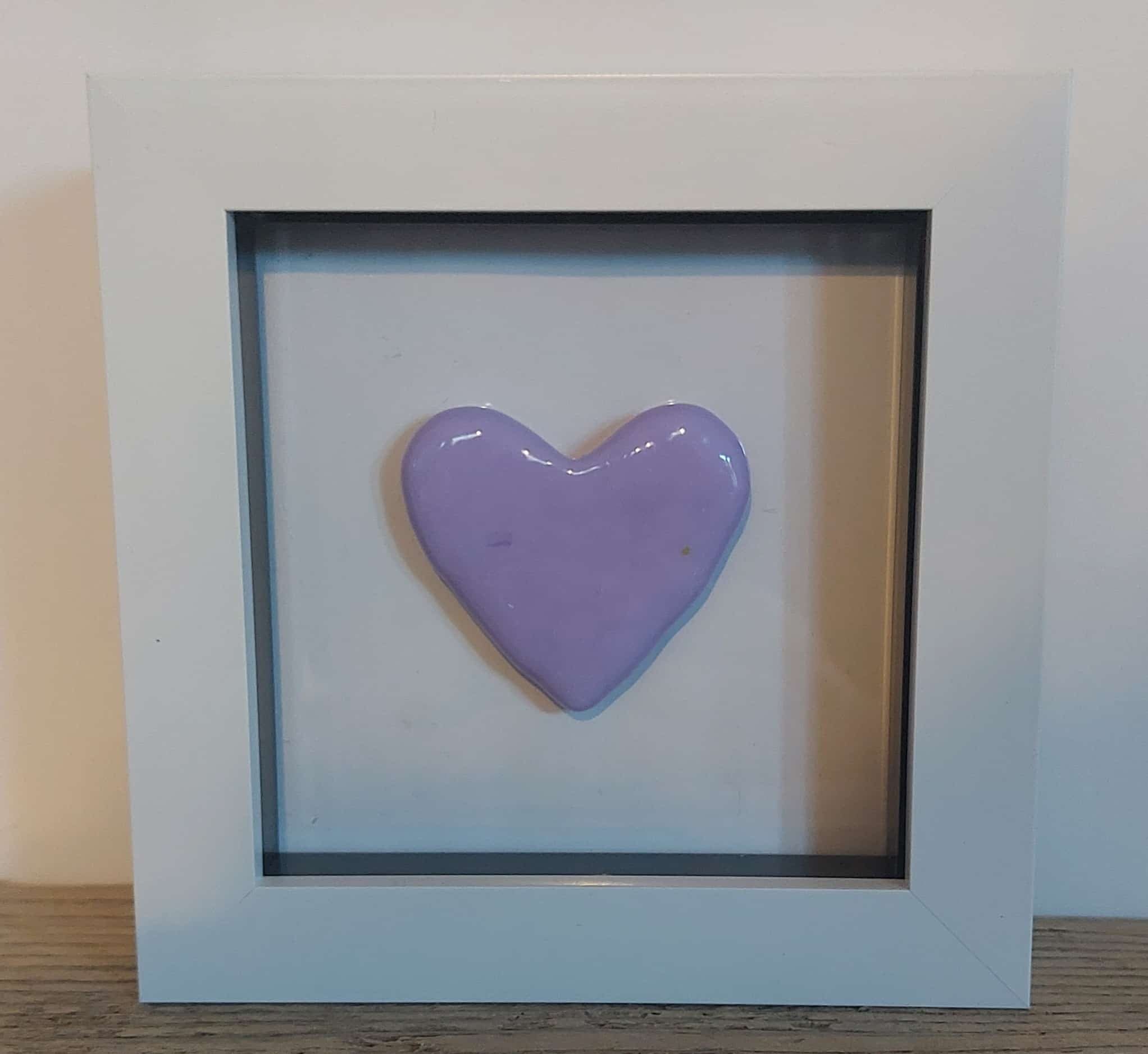 Mini Framed Heart - Lilac in White Frame
