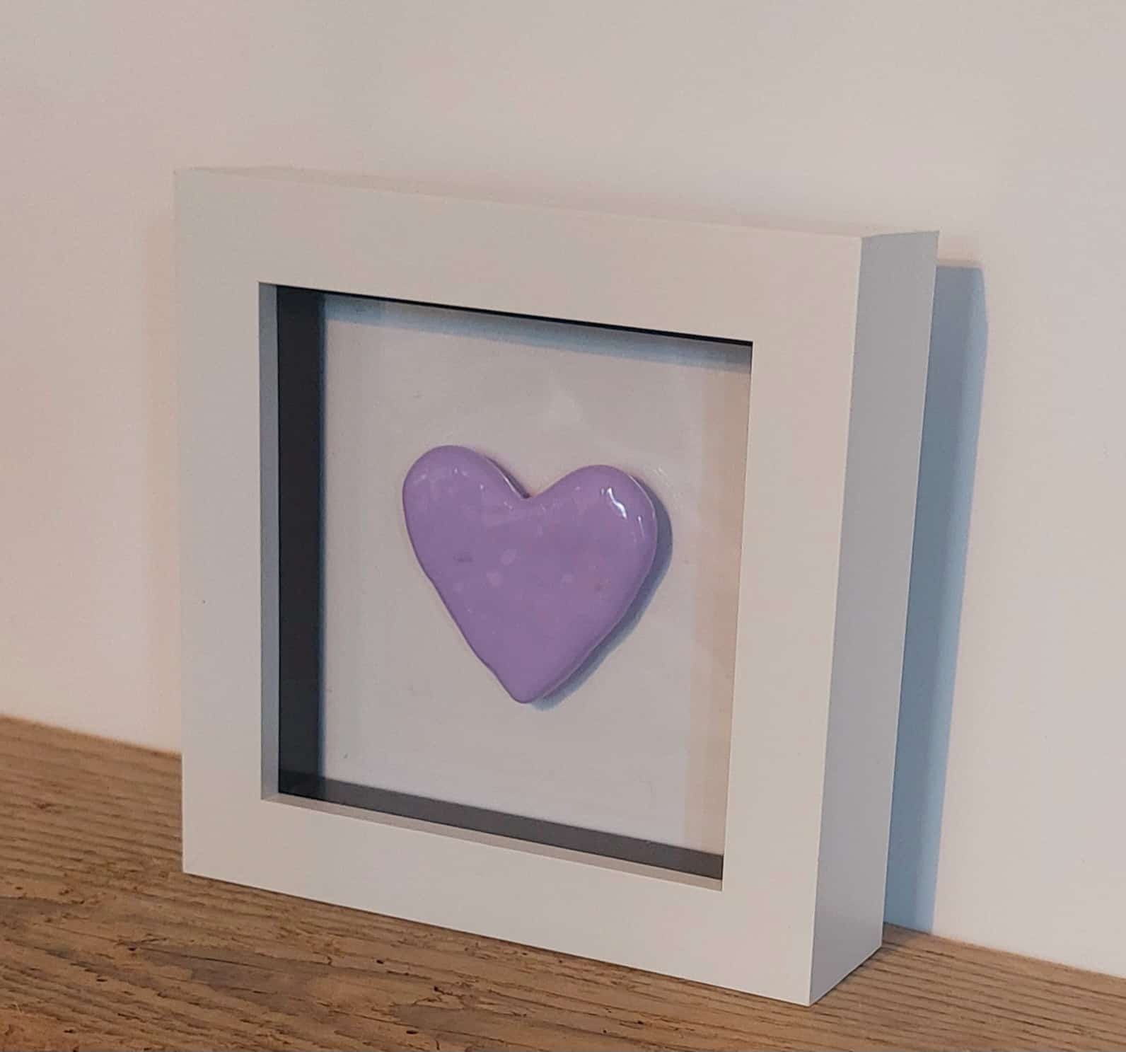 Mini Framed Heart - Lilac in White Frame