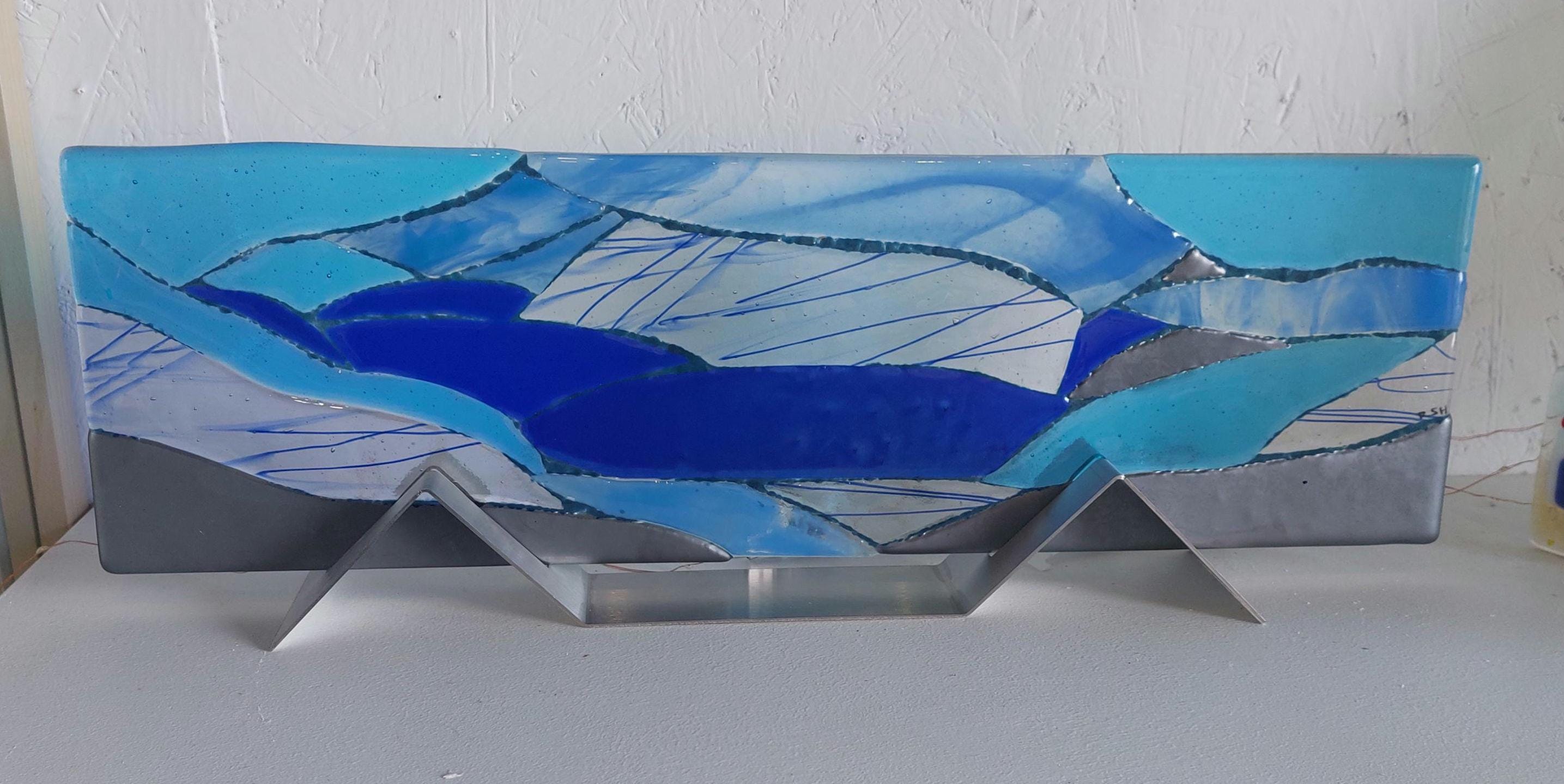 Blue landscape free standing panel