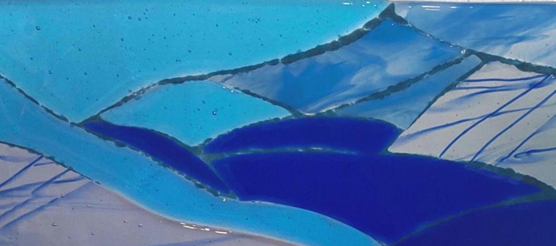 Blue landscape free standing panel