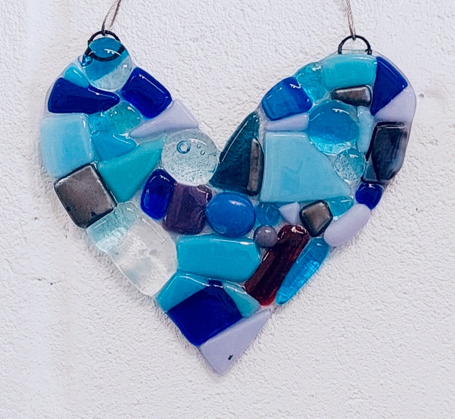 Suncatcher/ Decorative Hanging - Fused Glass Heart