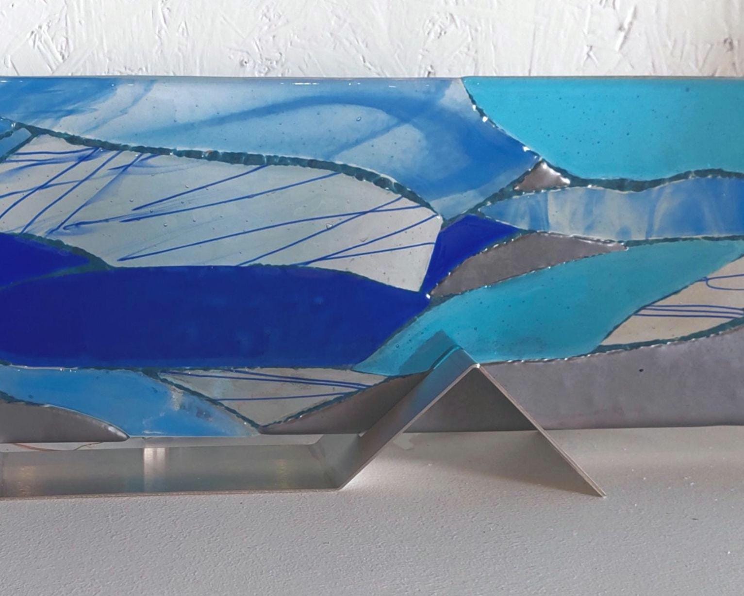 Blue landscape free standing panel